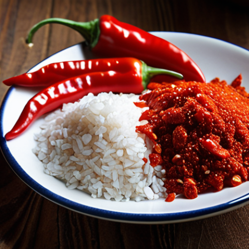 Home 25 Gochujang Ingredients**
Prompt: "Close-up shot of vibrant gochujang ingredients. Focus on textures: bright red gochu peppers (or chili flakes), coarse sea salt, glutinous rice flour. Natural lighting, slightly rustic setting. Emphasize freshness."
**