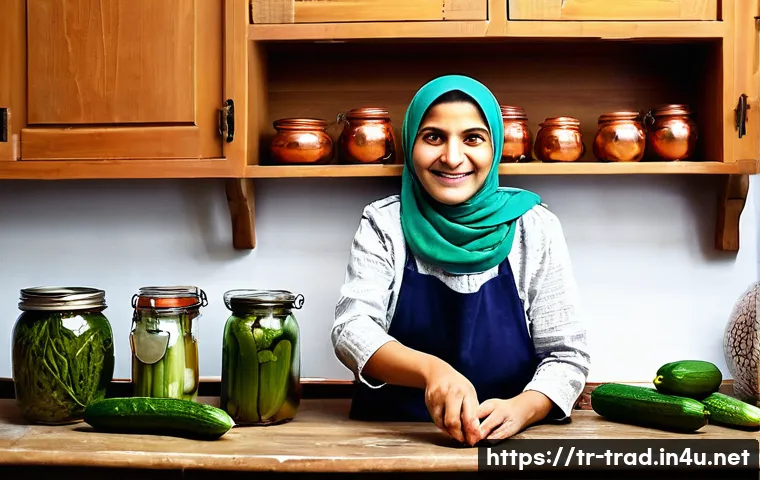 발효식품 시장 - **Prompt 1: A Traditional Turkish Kitchen Scene of Fermentation** A heartwarming and authentic s...