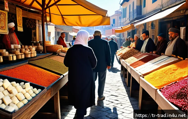 전통식품 구입처 - A vibrant traditional Turkish marketplace on a sunny weekend morning, bustling with local producers ...