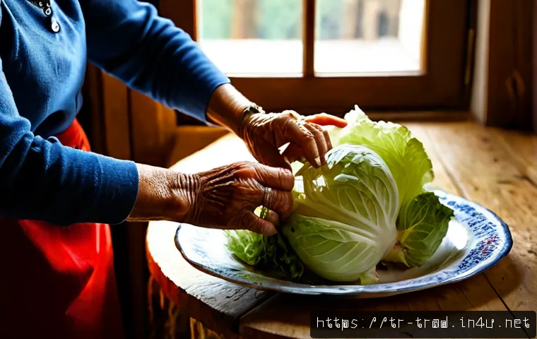 Home 15 전통 김치 - Photorealistic traditional Turkish cabbage pickle preparation in a warm Anatolian home kitchen, elde...
